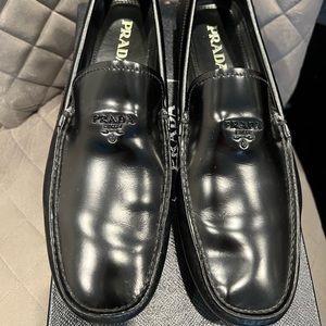 Prada leather saffiano loafers